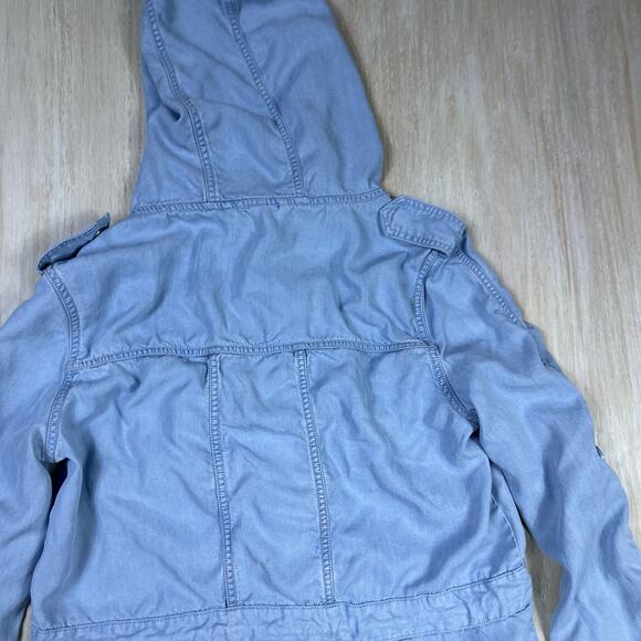 Lorna Jane LJ Black Chambray Denim Casual Outdoor Parka Hooded Jacket Medium - Picture 12 of 16